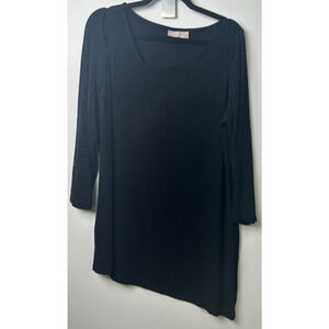 Chicos Travelers Womens Slinky Asymmetrical Top 2 L Black Capsule Lagenlook A18